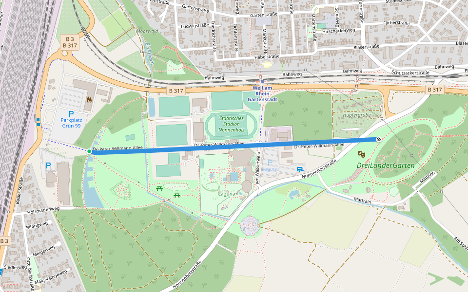 Dr.-Peter-Willmann-Allee walking route map in Weil am Rhein
