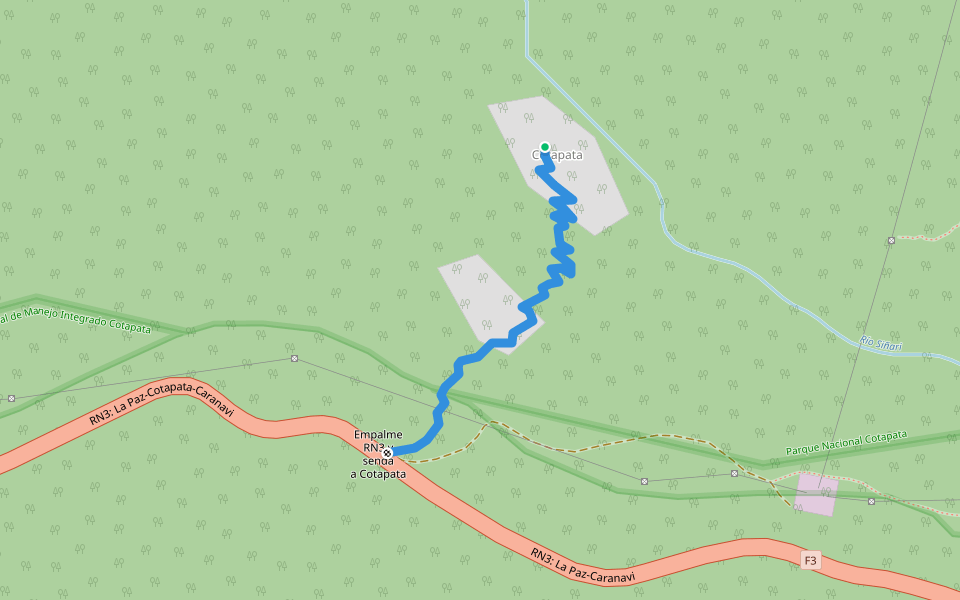 Senda a Cotapata walking route map in Velo de la Novia