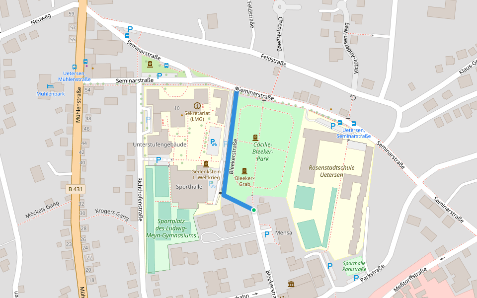 Bleekerstraße walking route map in Uetersen