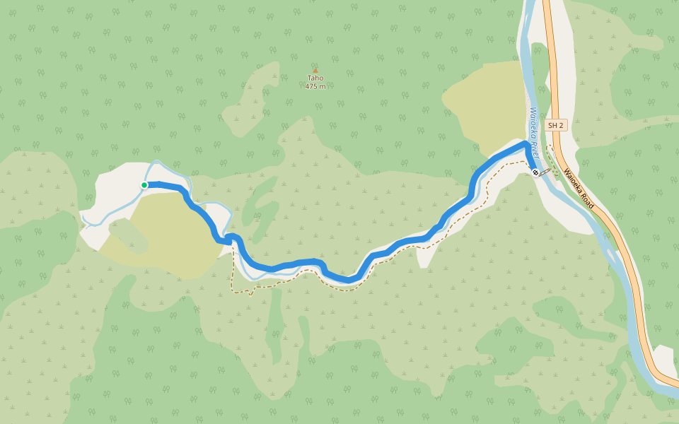 Tauranga Track walking route map in Waioeka