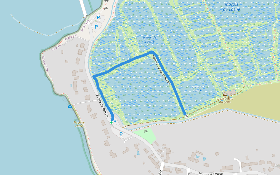 Salines de Saint-Armel walking route map in Saint Armel
