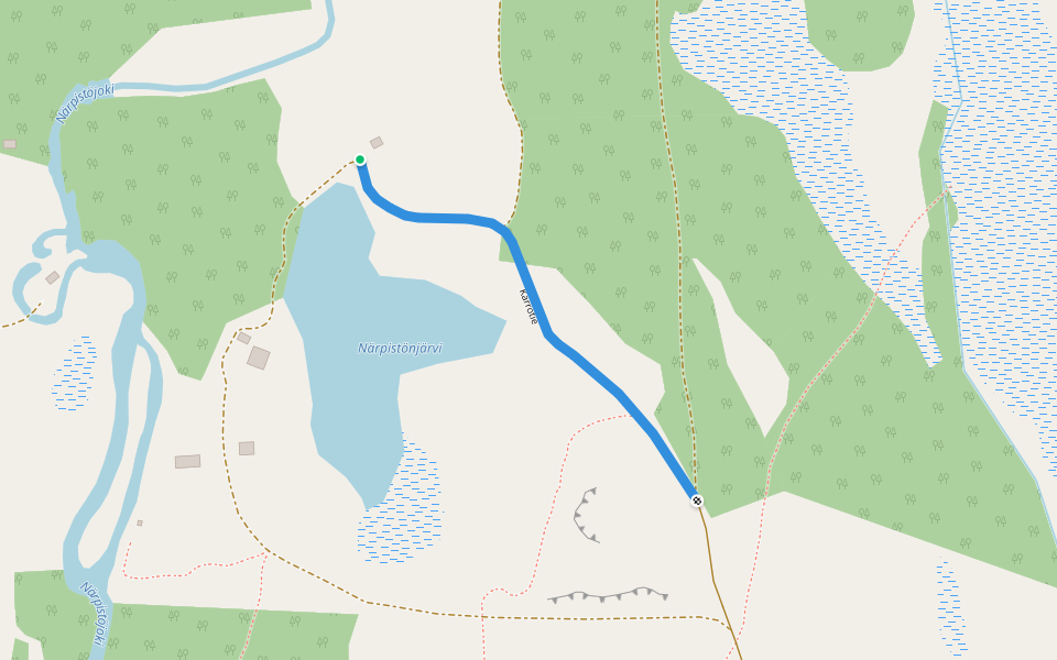 Kärrötie walking route map in Hetta