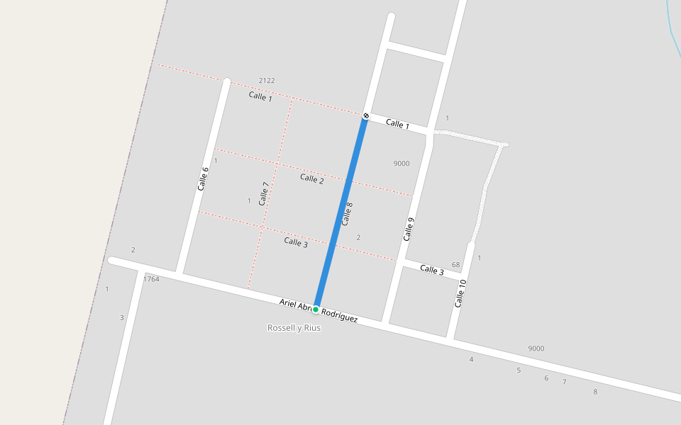 Calle 8 walking route map in Colonia Rossell y Rius