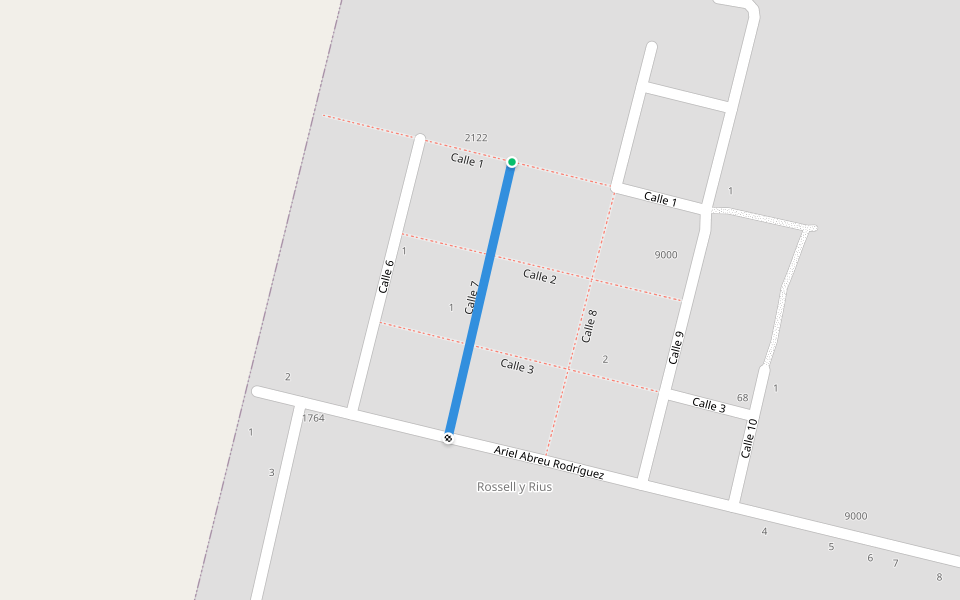 Calle 7 walking route map in Colonia Rossell y Rius