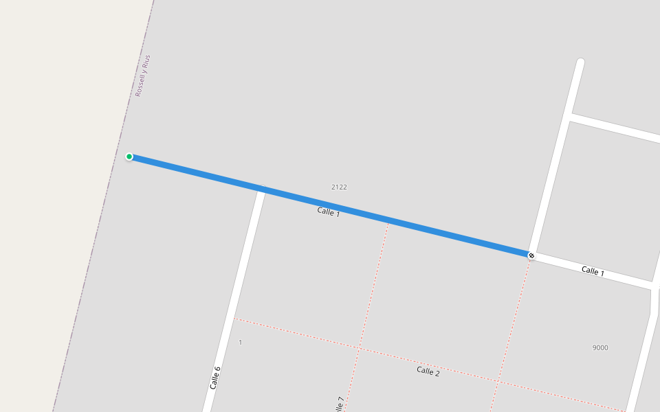 Calle 1 walking route map in Colonia Rossell y Rius