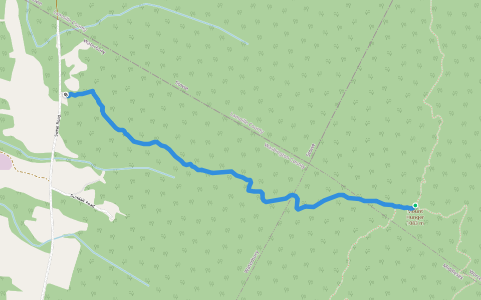 Waterbury Trail walking route map in Worcester