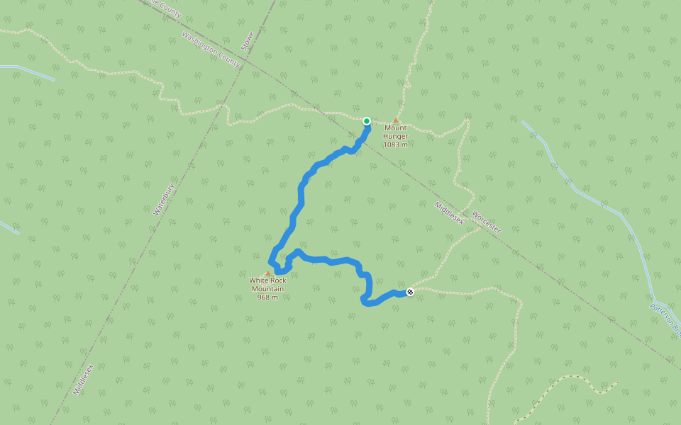 White Rock Trail walking route map in Waterbury