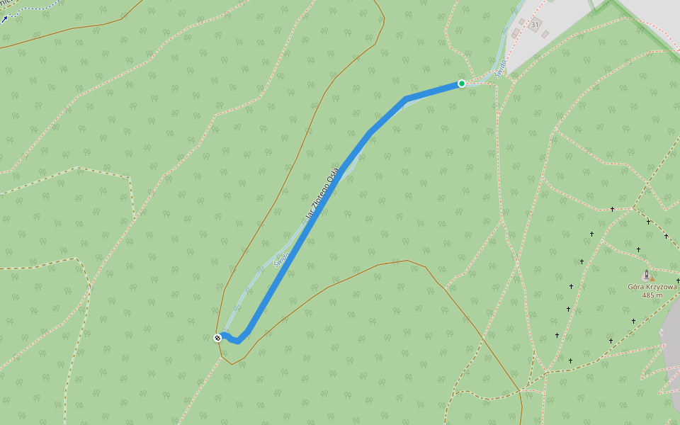 Jar Złotego Osła walking route map in Złoty Stok