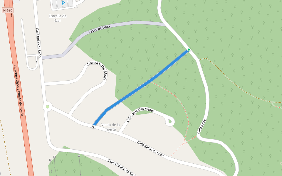 Paseo de Sagitario walking route map in Garrafe de Torío