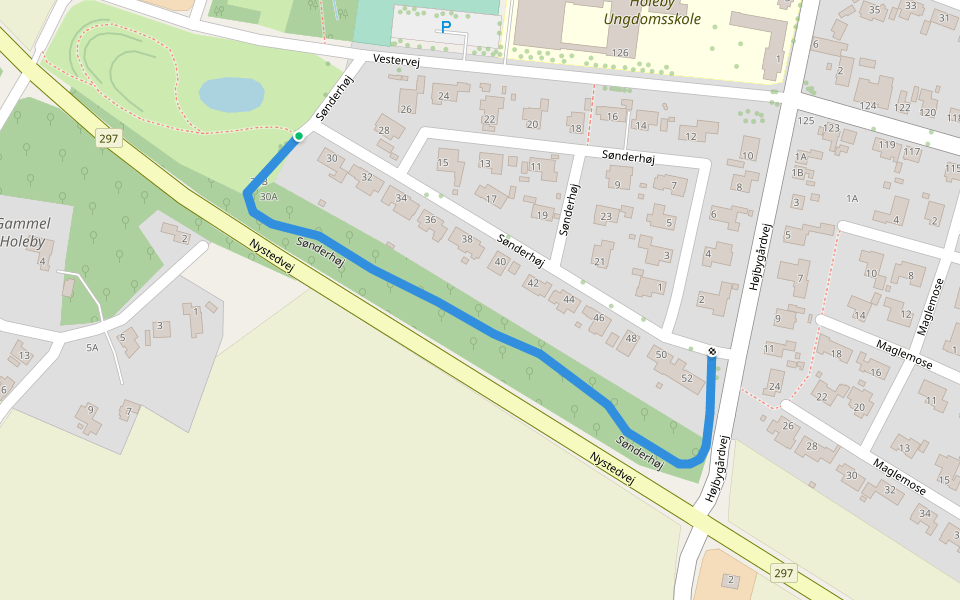 Sønderhøj walking route map in Holeby
