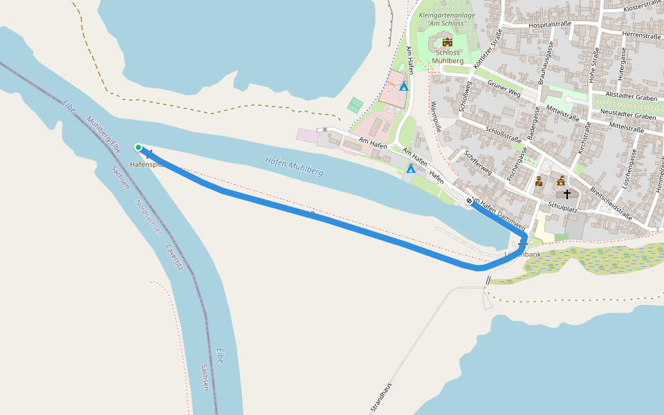 Dammweg walking route map in Cavertitz