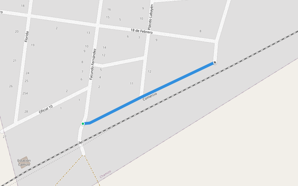 Comercio walking route map in Cerro Chato