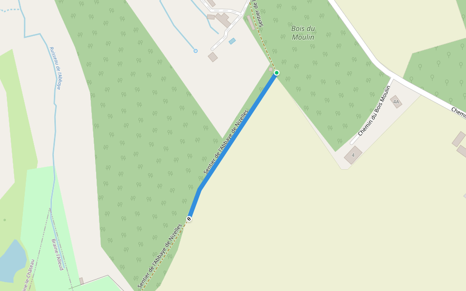 Sentier de l'Abbaye de Nizelles walking route map in Braine-l'Alleud