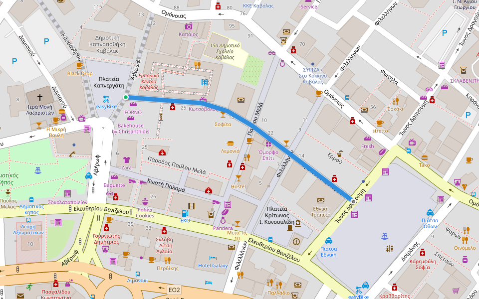 Μεγάλου Αλεξάνδρου walking route map in Kavala