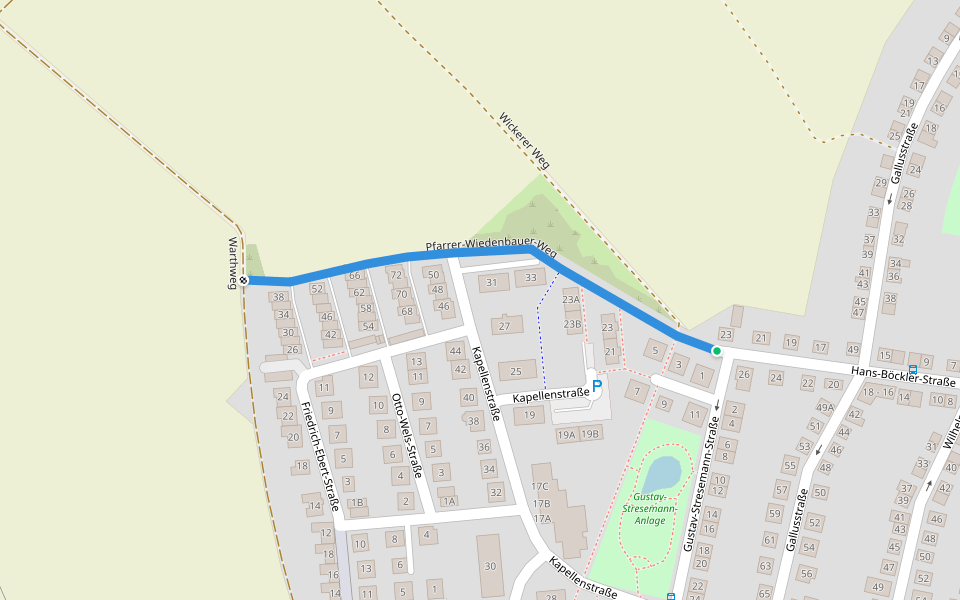 Pfarrer-Wiedenbauer-Weg walking route map in Flörsheim am Main