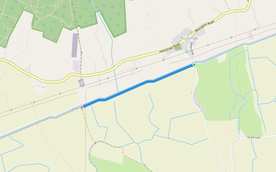 Royal Military Canal Path walking route map in Ruckinge
