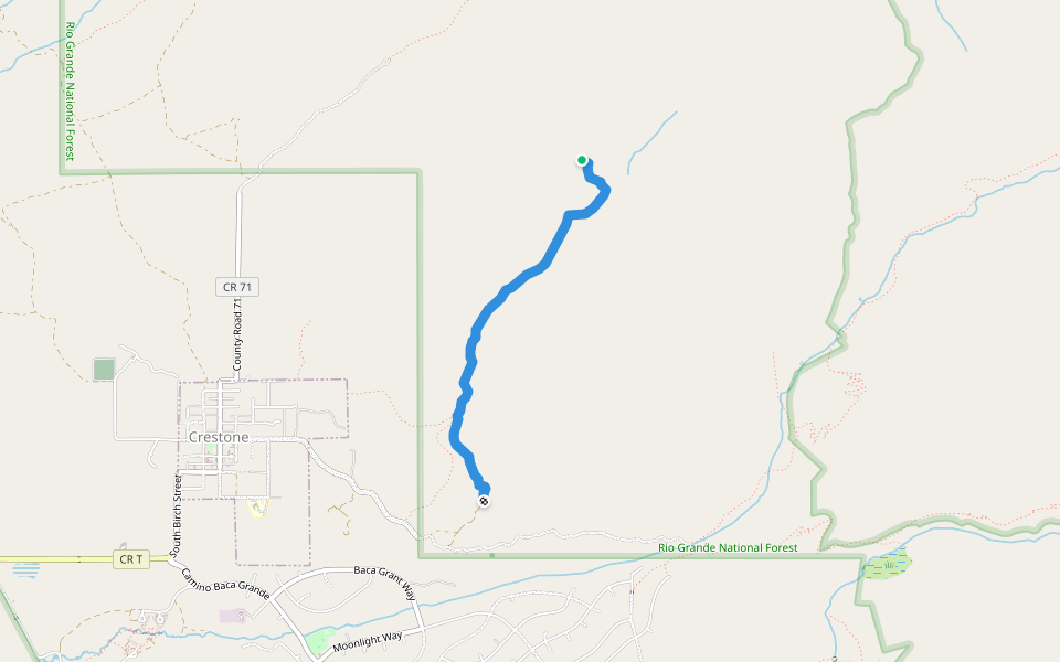 Burnt Gulch Trail walking route map in Westcliffe