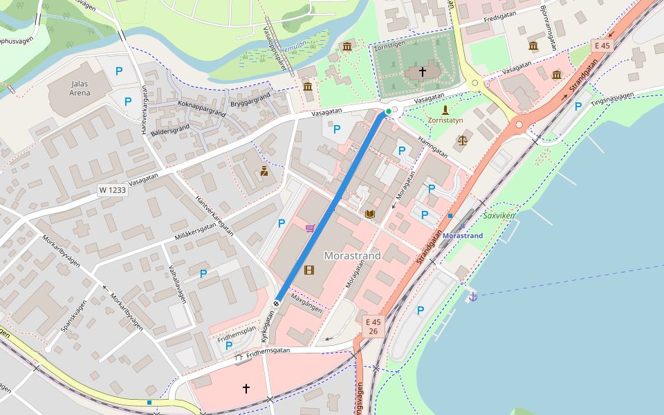 Kyrkogatan walking route map in Mora