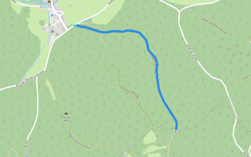Chemin des Tuiles walking route map in Bouzic