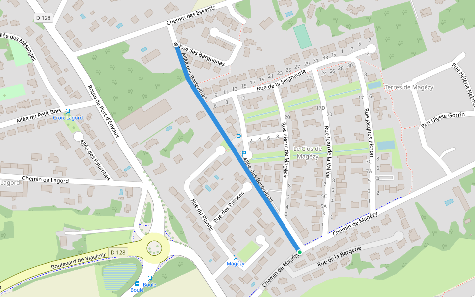 Allée des Barguenas walking route map in Saintes