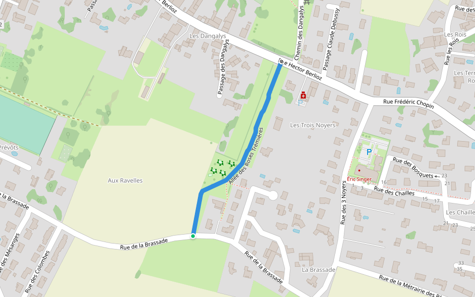 Allée des Roses Trémières walking route map in Les Gonds