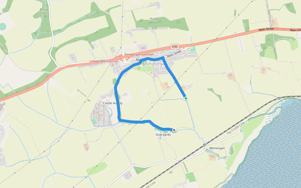 Bogle Burn Trail walking route map in Longforgan