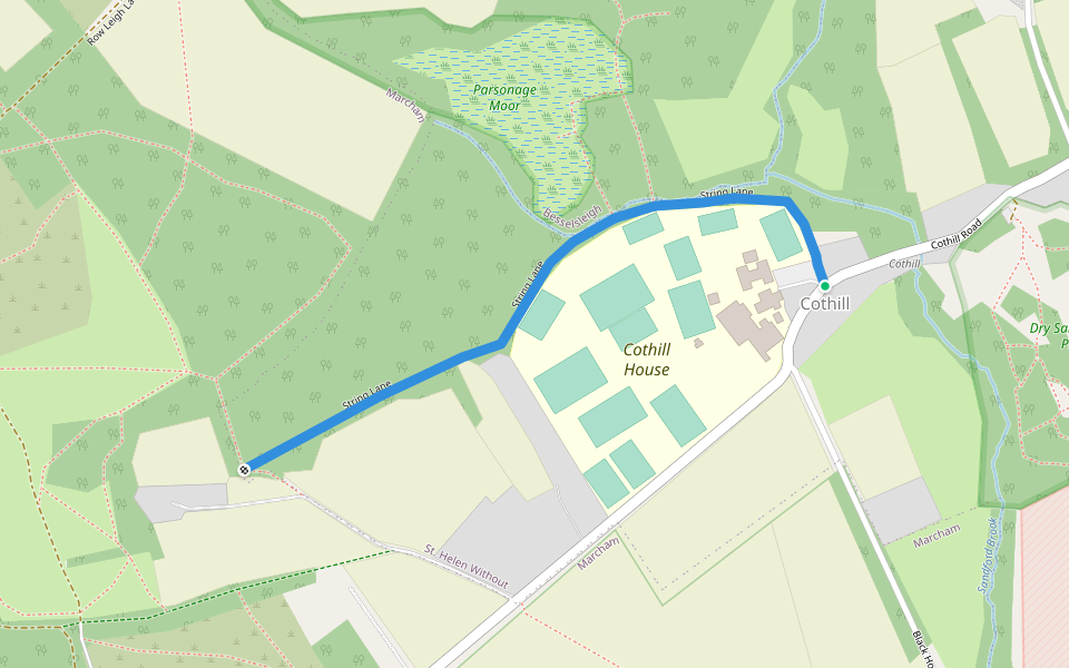 String Lane walking route map in Cothill
