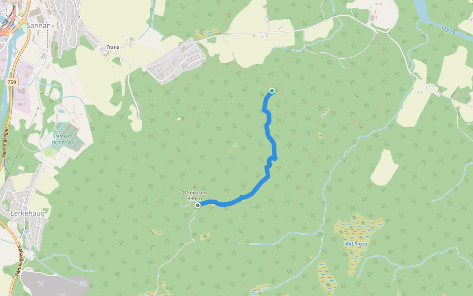 Ainner vein walking route map in Steinkjer