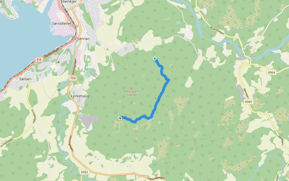 Sognleia walking route map in Steinkjer