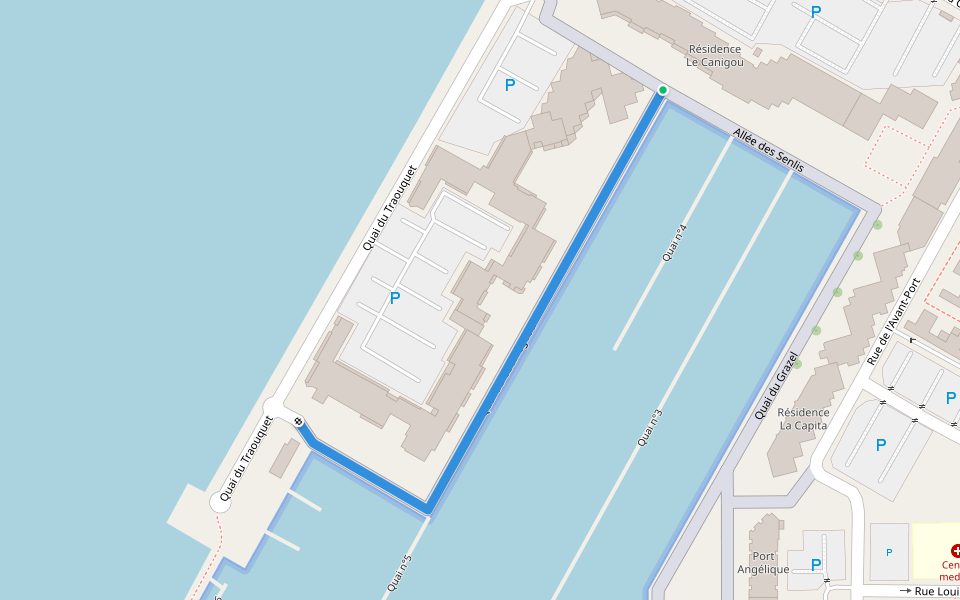 Quai du Courrégéou walking route map in Leucate
