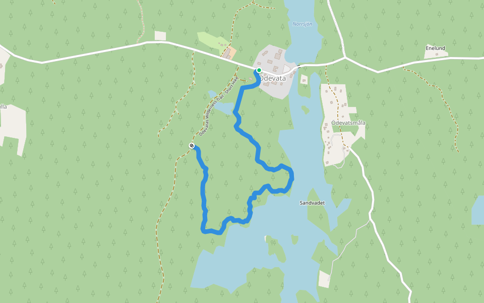 Ödevatas Wilderness Trail - Short Hike walking route map in Ödevata