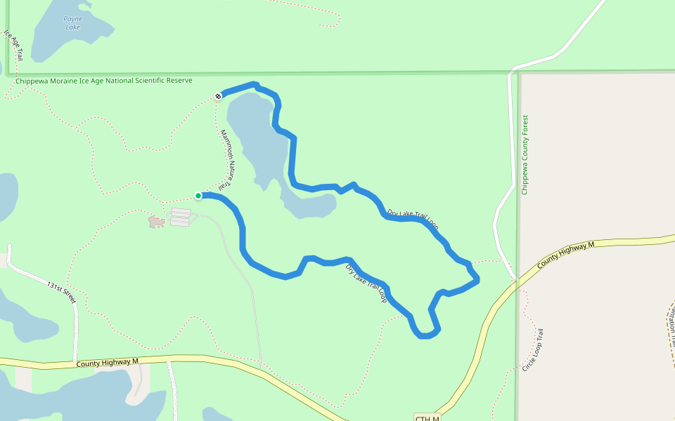 Dry Lake Trail Loop walking route map in New Auburn