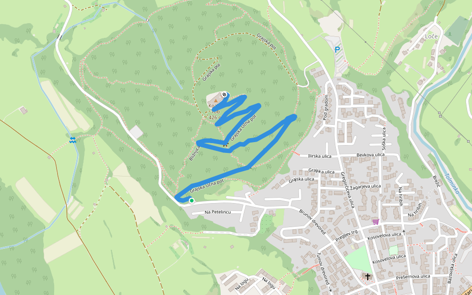 Grajska Učna pot walking route map in Tolmin