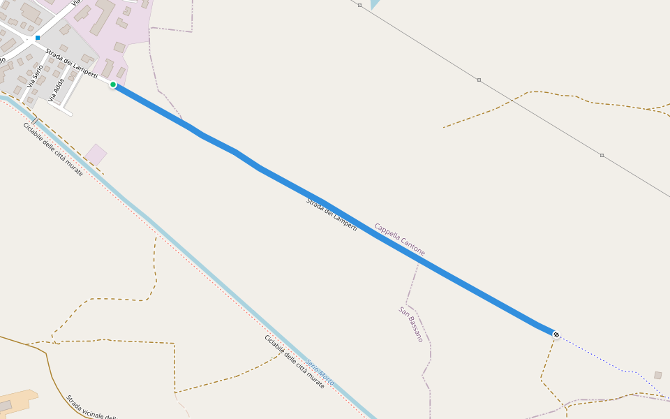 Strada dei Lamperti walking route map in San Bassano