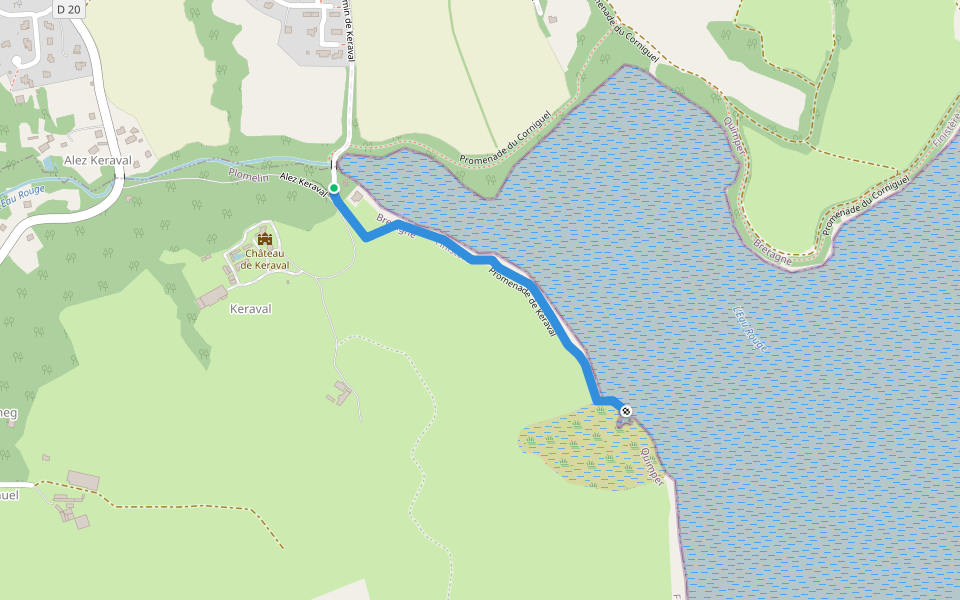 Promenade de Kéraval walking route map in Plomelin