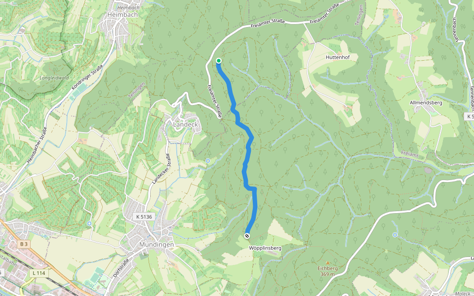 Ankeleweg walking route map in Teningen