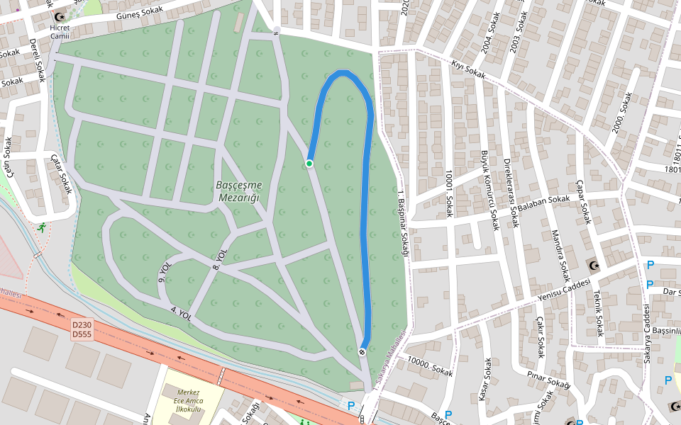 1. YOL walking route map in Balıkesir