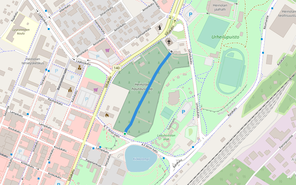 hautausmaa walking route map in Heinola