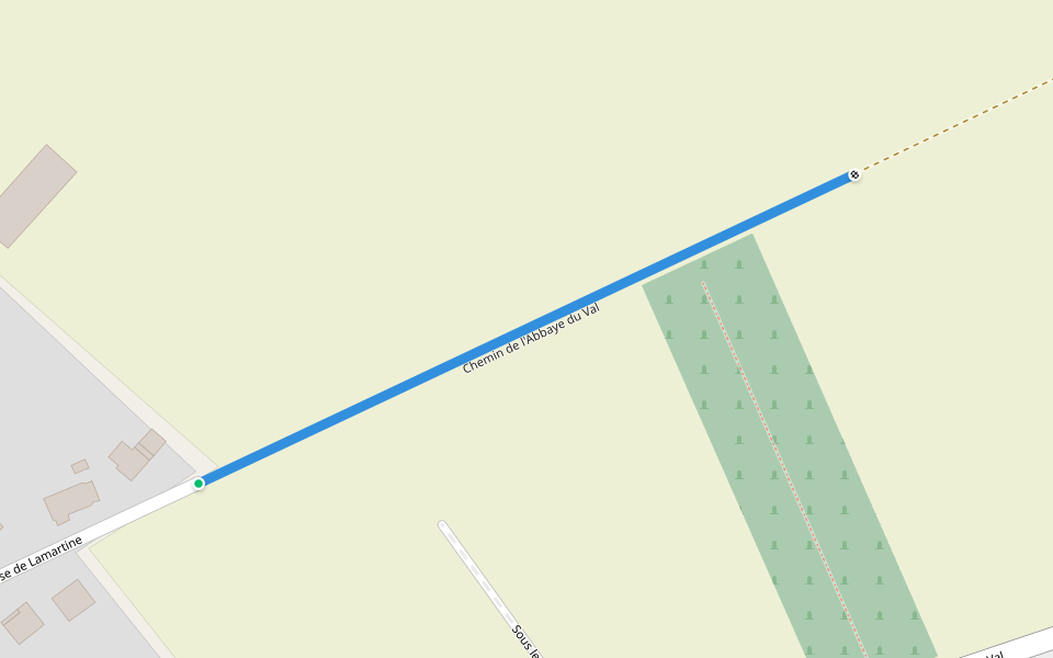 Chemin de l'Abbaye du Val walking route map in Mériel