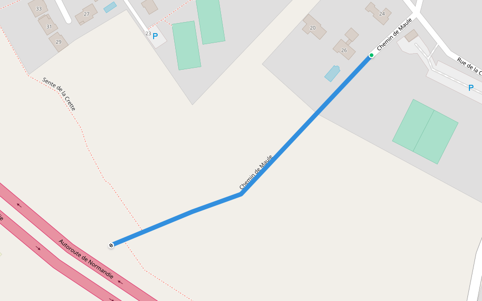 Chemin de Maule walking route map in Morainvilliers