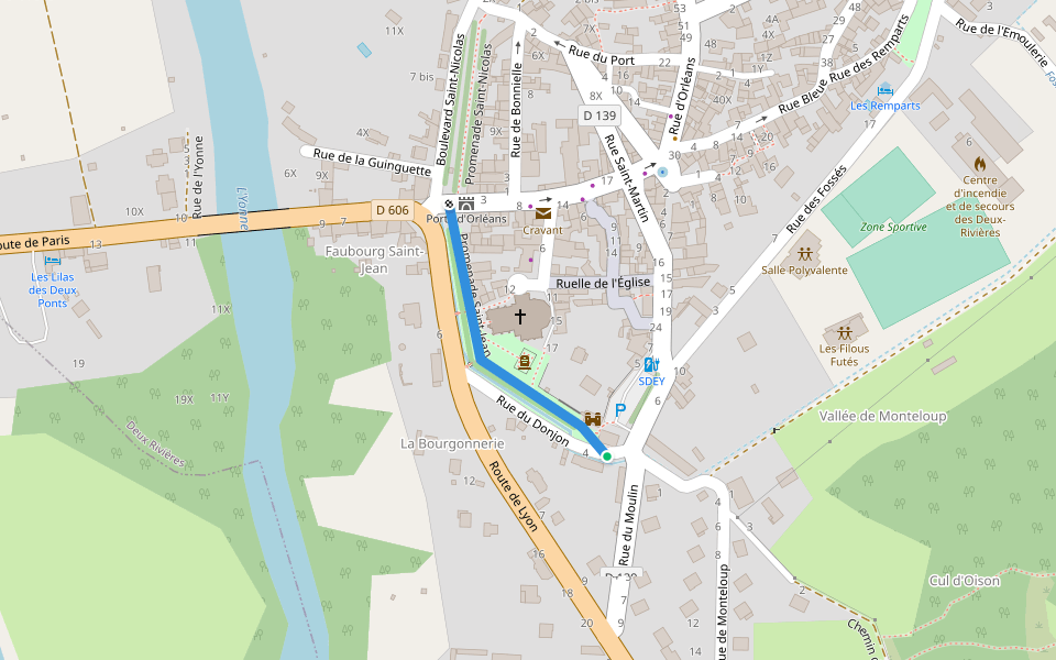 Promenade Saint-Jean walking route map in Deux Rivières