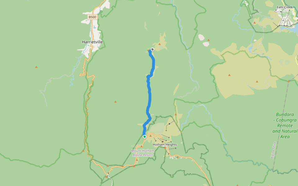 Razorback Track walking route map in Hotham Heights
