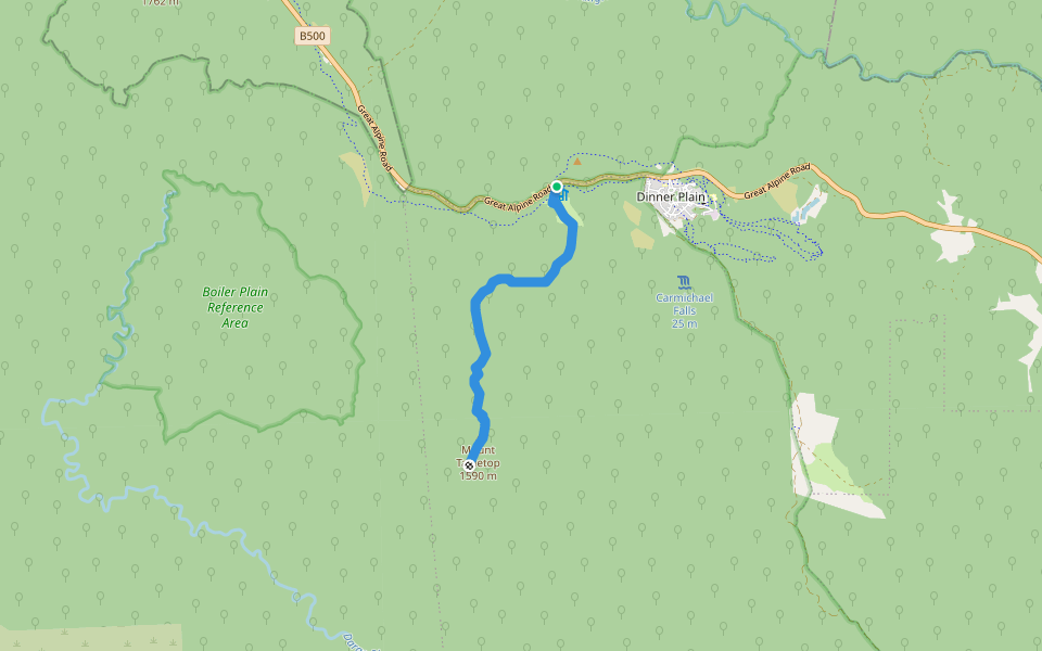 Mt Tabletop Walking Track walking route map in Hotham Heights