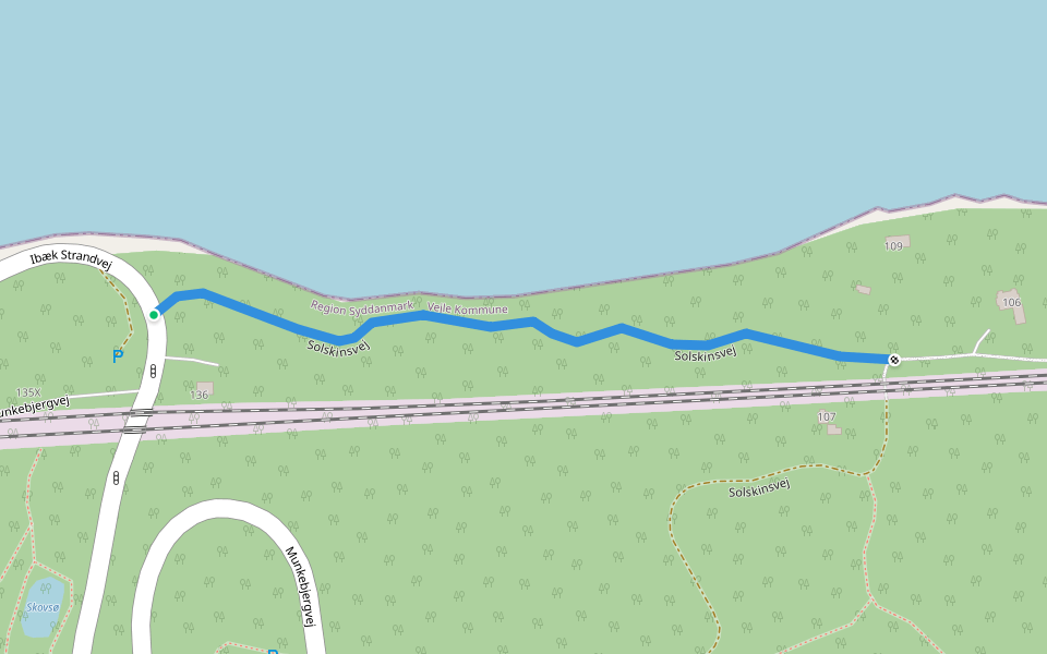 Solskinsvej walking route map in Vejle
