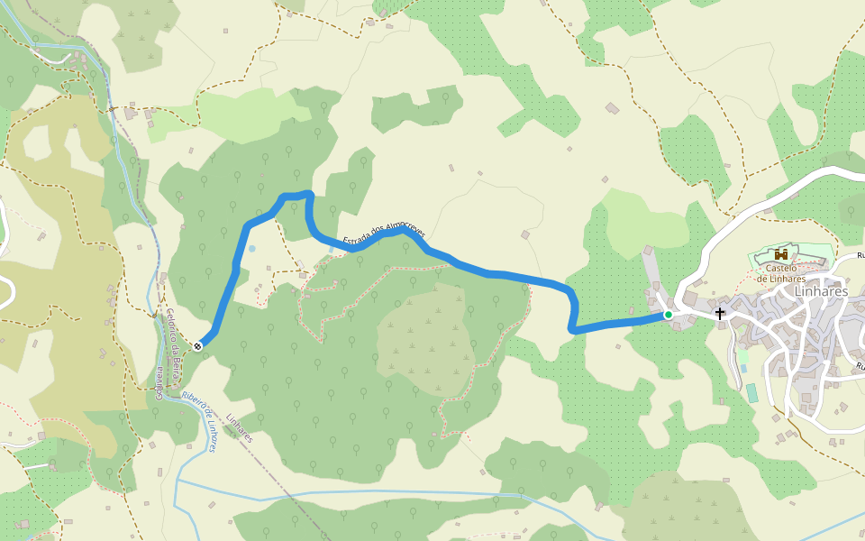 Estrada dos Almocreves walking route map in Linhares da Beira