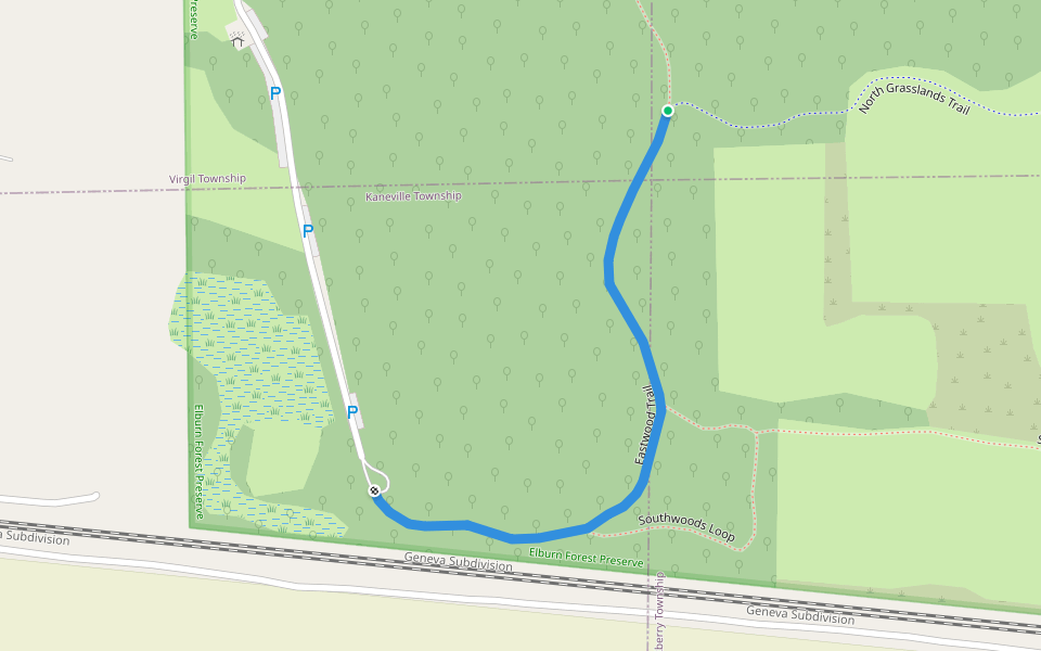 Eastwood Trail walking route map in Maple Park
