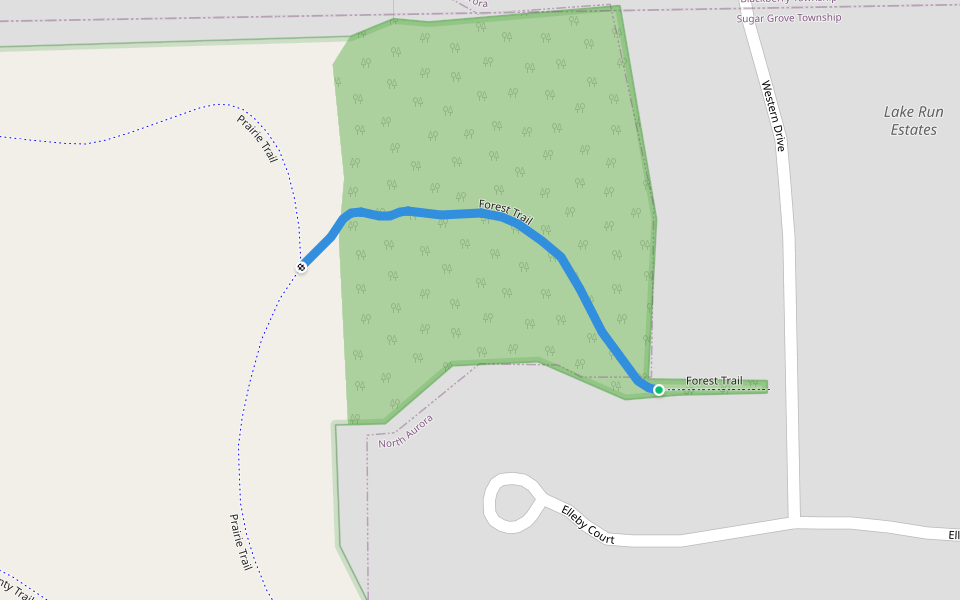 Forest Trail walking route map in North Aurora