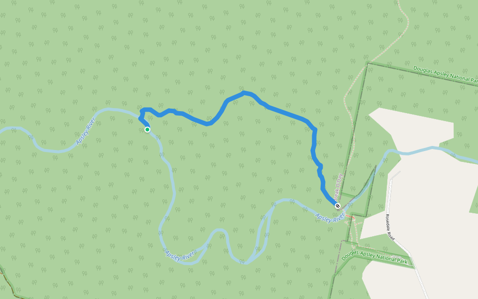 Apsley Gorge Track walking route map in Douglas-Apsley