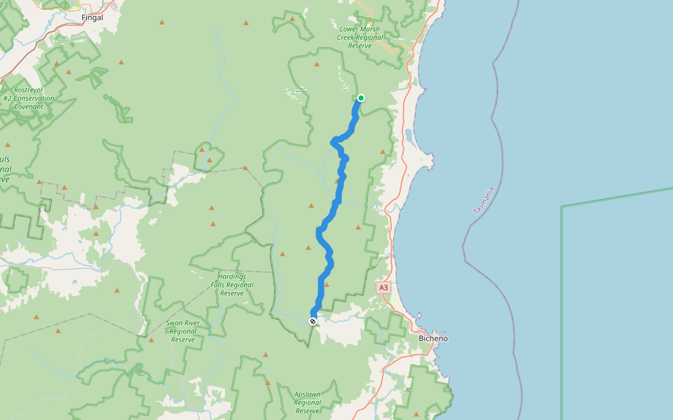 Leeaberra Track walking route map in Douglas-Apsley