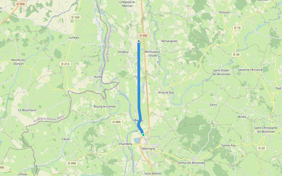 Voie Verte Iguerande - Saint-Yan walking route map in Baugy
